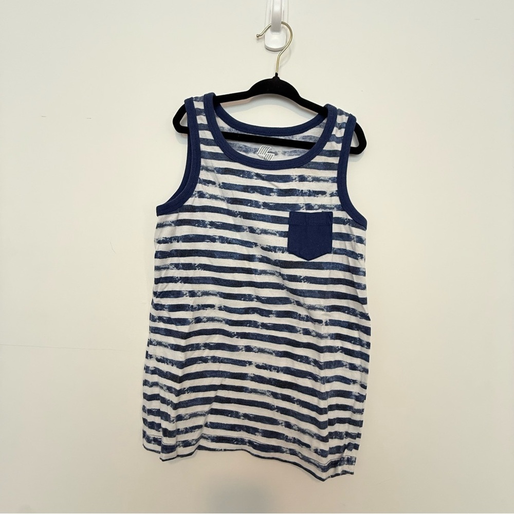 Sporto Blue and White Striped Kids Tank Top